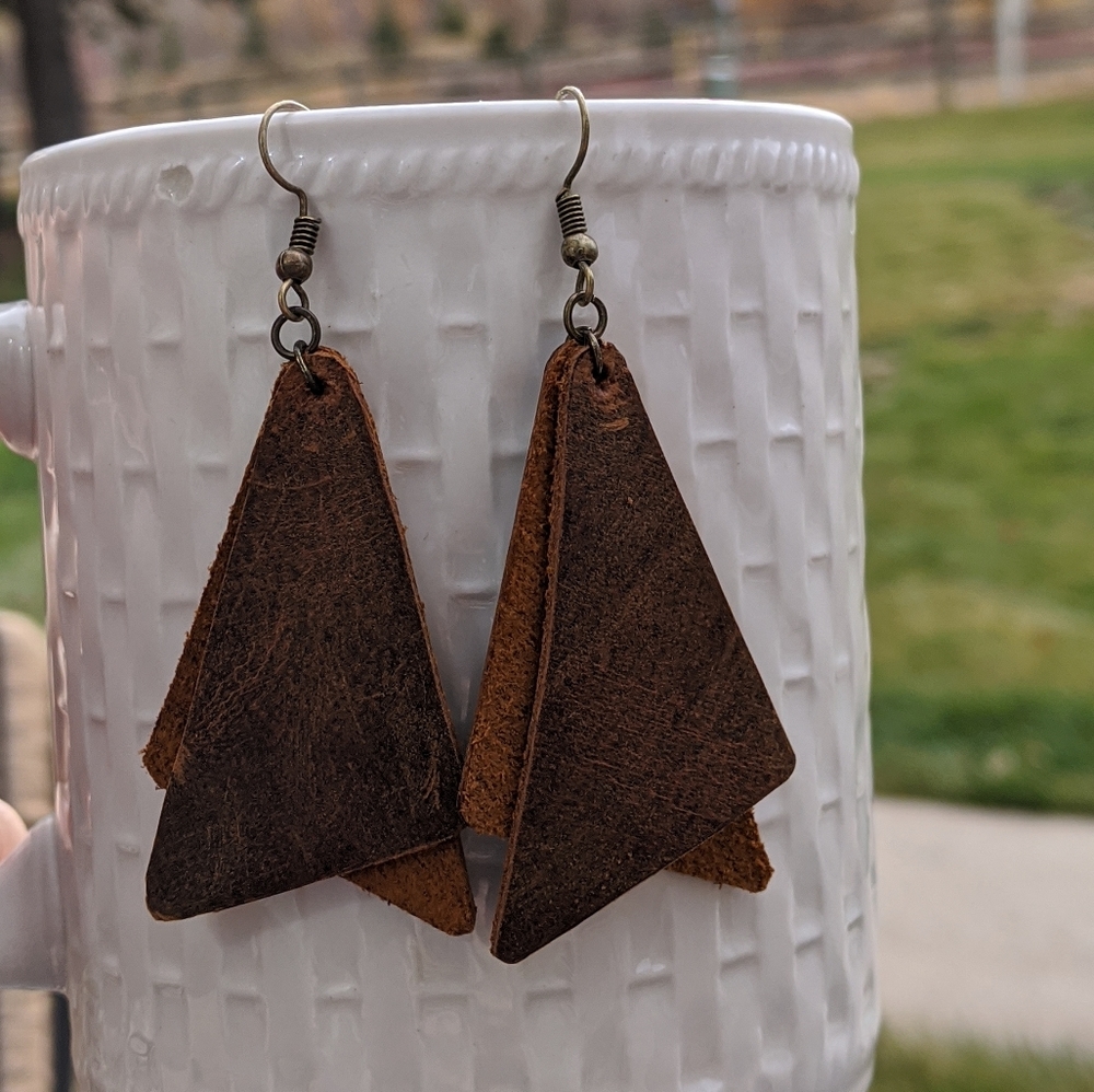 Genuine leather earrings